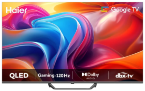 شاشة هاير سمارت بدون حواف ، 55 بوصة ، دقة 4K ، تقنية QLED ، تحكم صوتى من خلال الريموت ، ريسيفر داخلي ، H55S80FUX