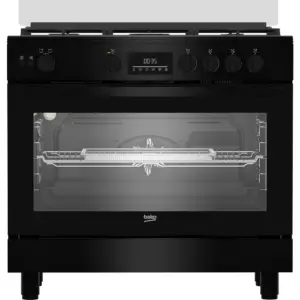 بوتجاز غاز من بيكو 5 شعلة و مروحة، 90 سم, BGGR 11225 GB - أسود